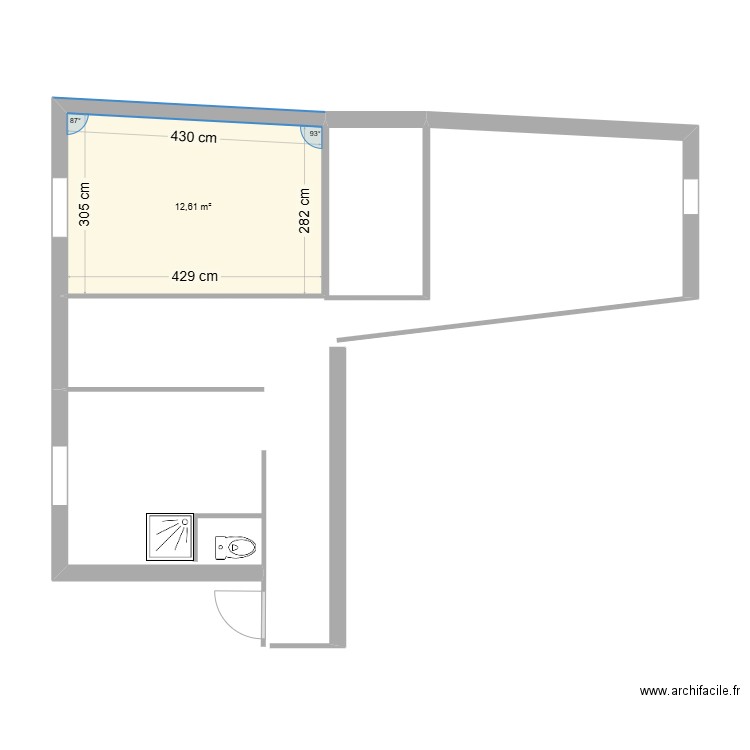 Maison. Plan de 1 pièce et 13 m2