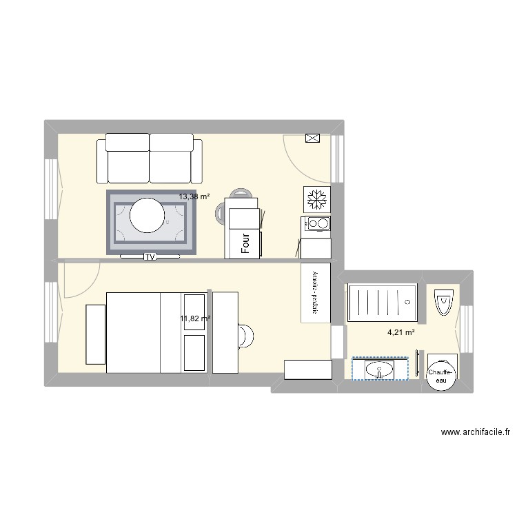 Abbé greg modif 4. Plan de 3 pièces et 29 m2