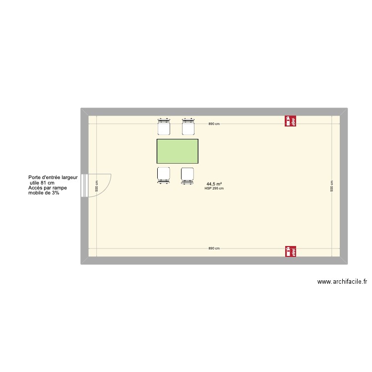 le 47. Plan de 1 pièce et 45 m2