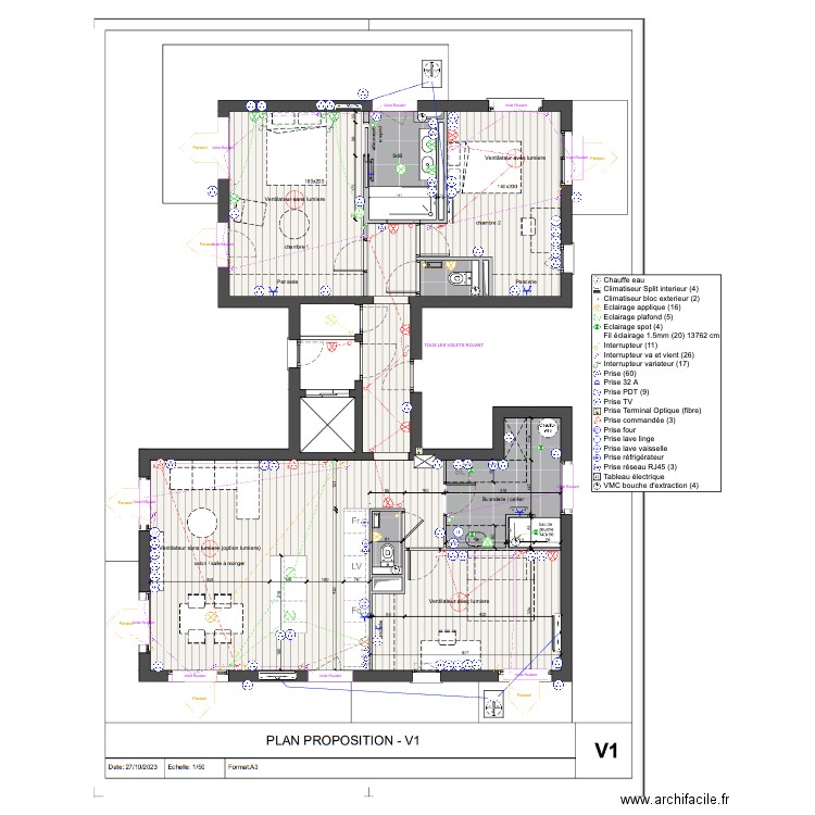 Plan Electrique V3. Plan de 0 pièce et 0 m2