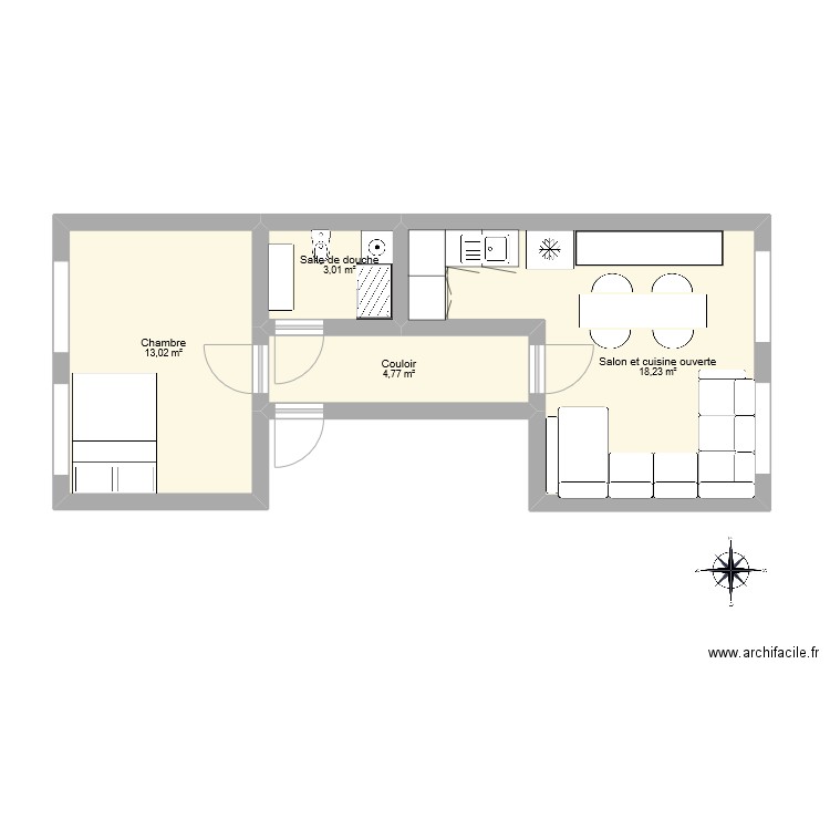 plan dossier 37. Plan de 4 pièces et 39 m2