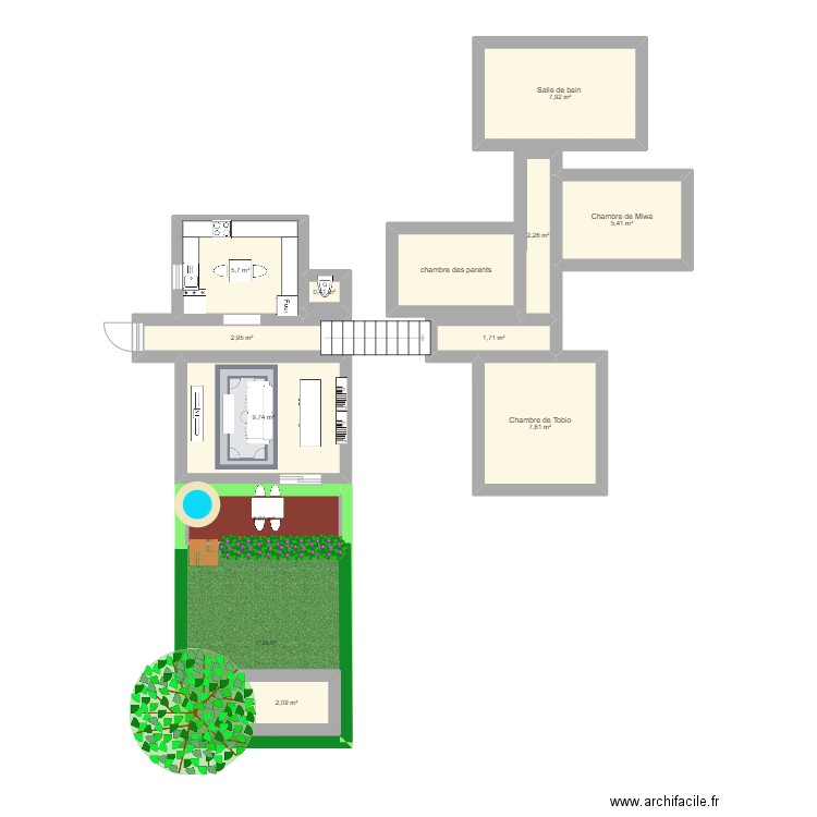 Maison tobio. Plan de 12 pièces et 55 m2