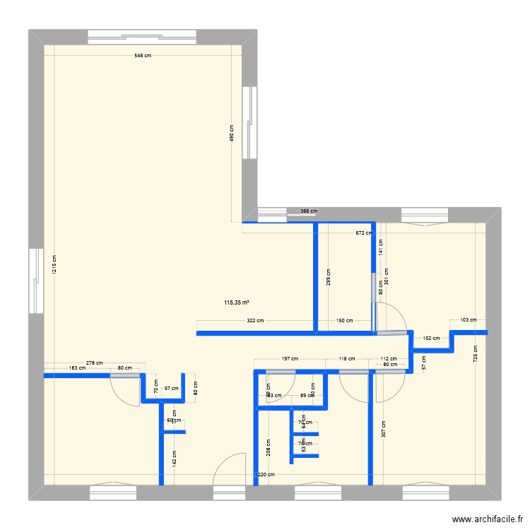 Plan version 2. Plan de 1 pièce et 115 m2