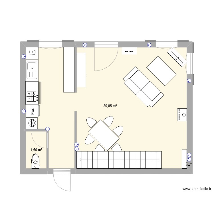 Saint macaire. Plan de 2 pièces et 41 m2