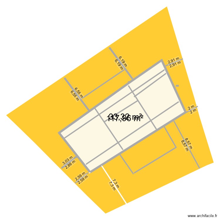 MI 5 du 5 mars BIS BIS. Plan de 2 pièces et 151 m2