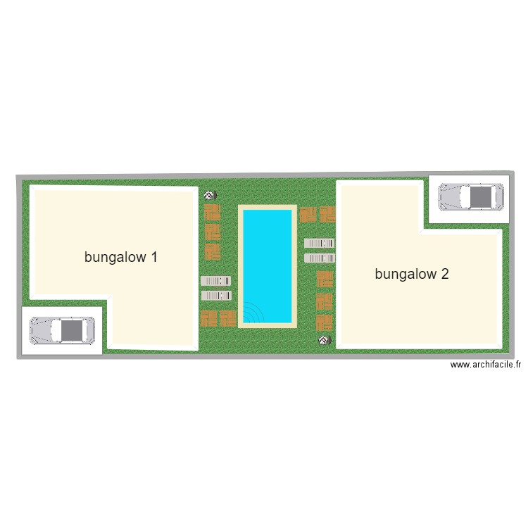 exemple sans intimité. Plan de 2 pièces et 161 m2