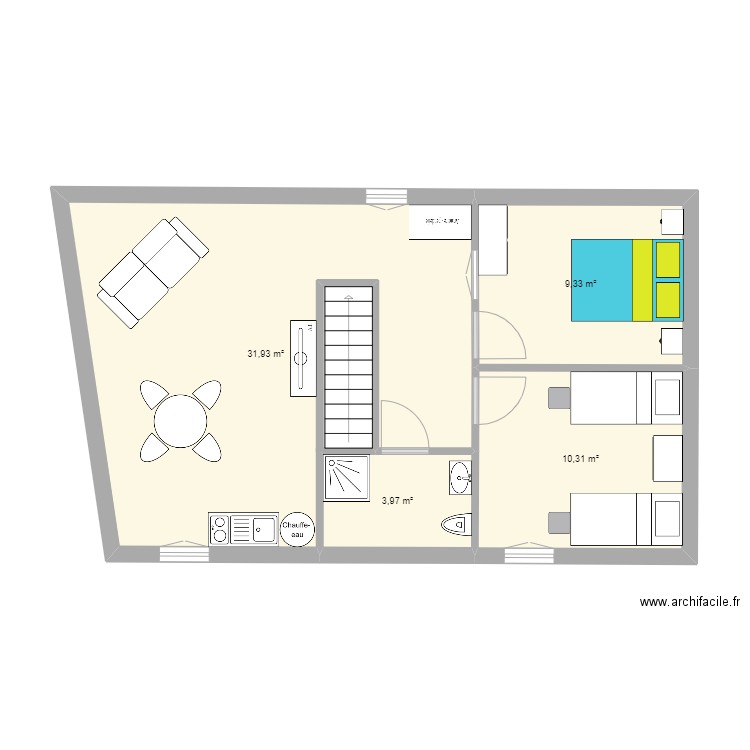 plan appart 3 bis 2. Plan de 4 pièces et 56 m2