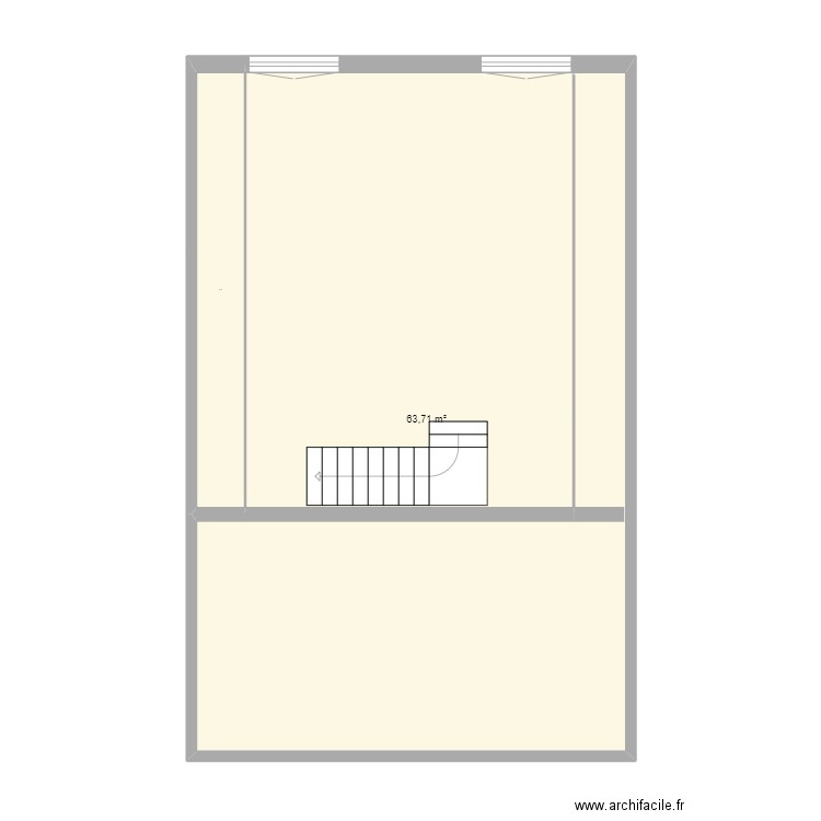 etage. Plan de 2 pièces et 69 m2