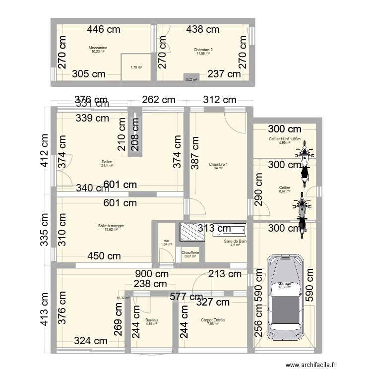 maison pierre. Plan de 16 pièces et 144 m2