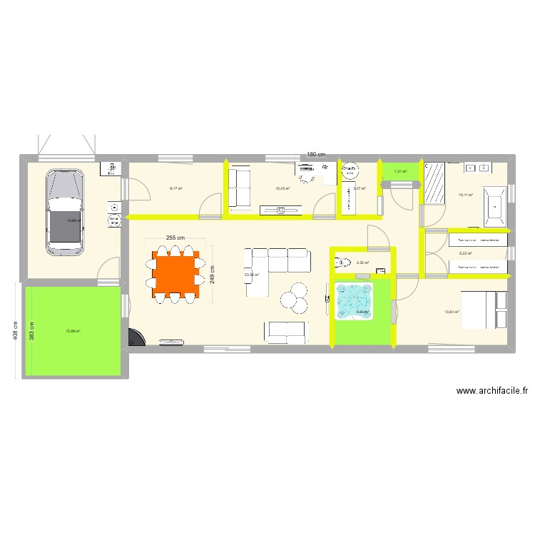 Maison Bonneval V2. Plan de 12 pièces et 153 m2