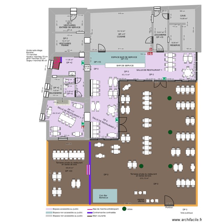 AUBERGE DES ISLES APRES TRAVAUX vs2. Plan de 18 pièces et 591 m2