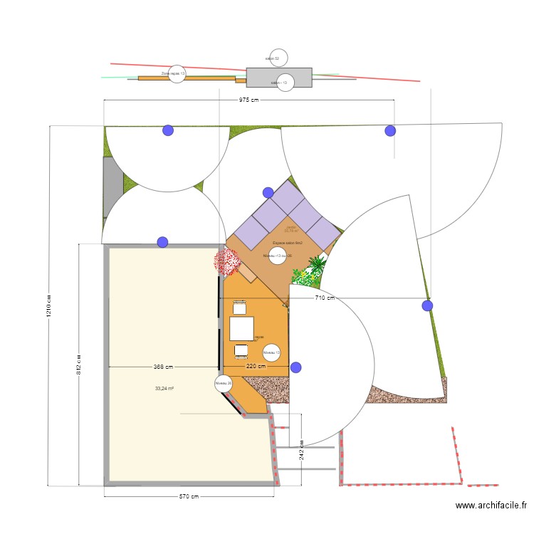 arrosage enterré. Plan de 1 pièce et 33 m2