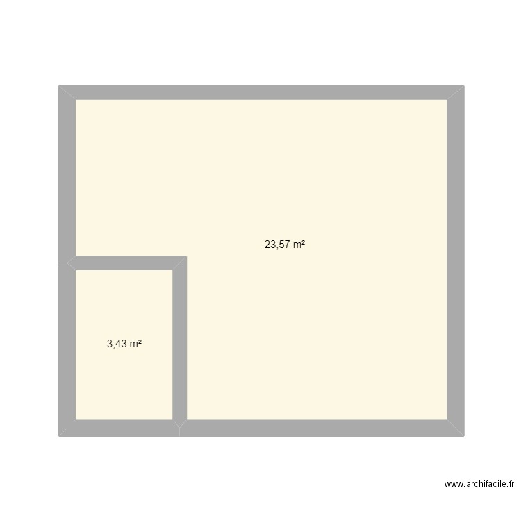 Canu 3. Plan de 2 pièces et 27 m2