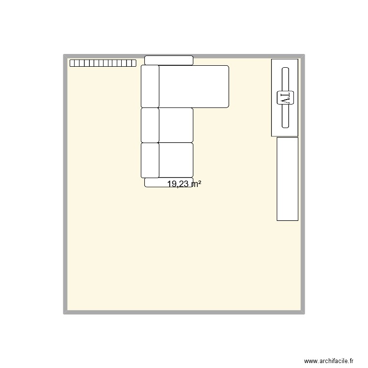 meridienne gauche. Plan de 1 pièce et 19 m2