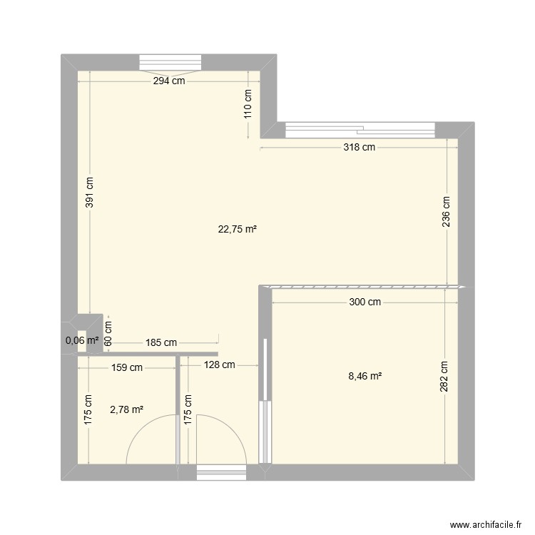 T2 COLLONGES. Plan de 4 pièces et 34 m2