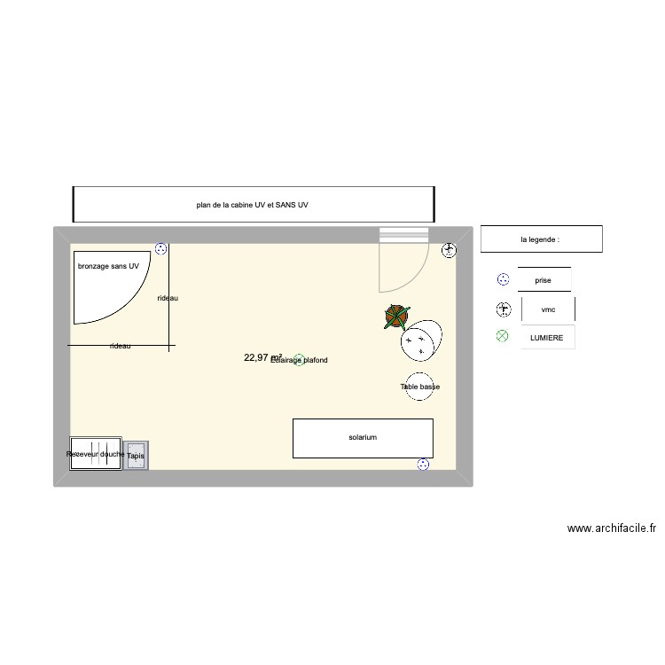 PROJET uv. Plan de 1 pièce et 23 m2