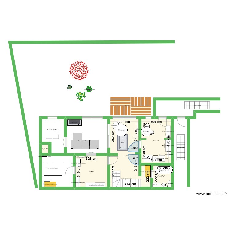 maison. Plan de 5 pièces et 51 m2