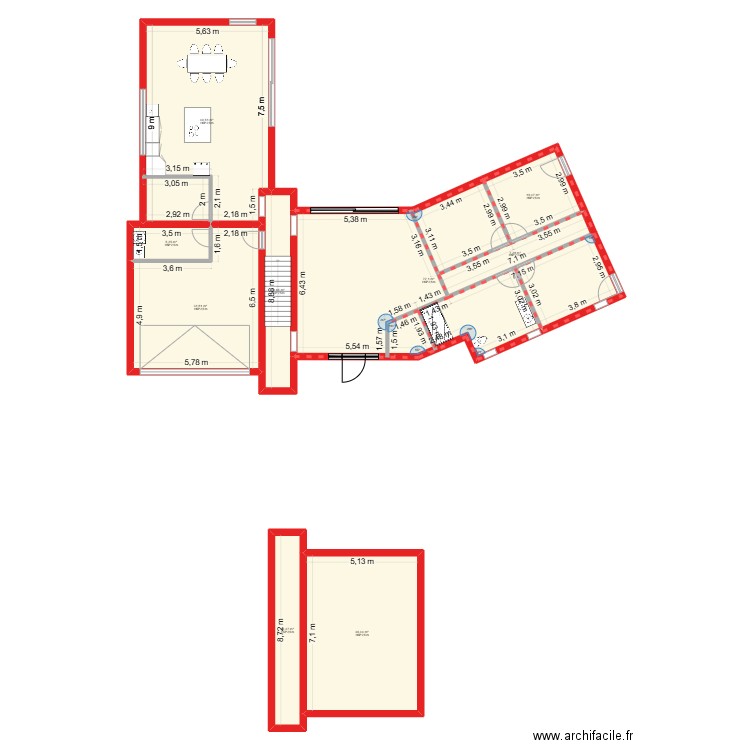 steph1. Plan de 9 pièces et 234 m2