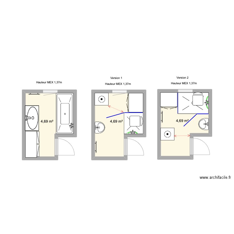 FUCHS-VECCHIONE. Plan de 3 pièces et 14 m2