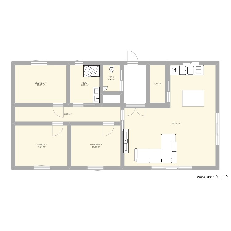 MAISON PESSAC. Plan de 8 pièces et 95 m2