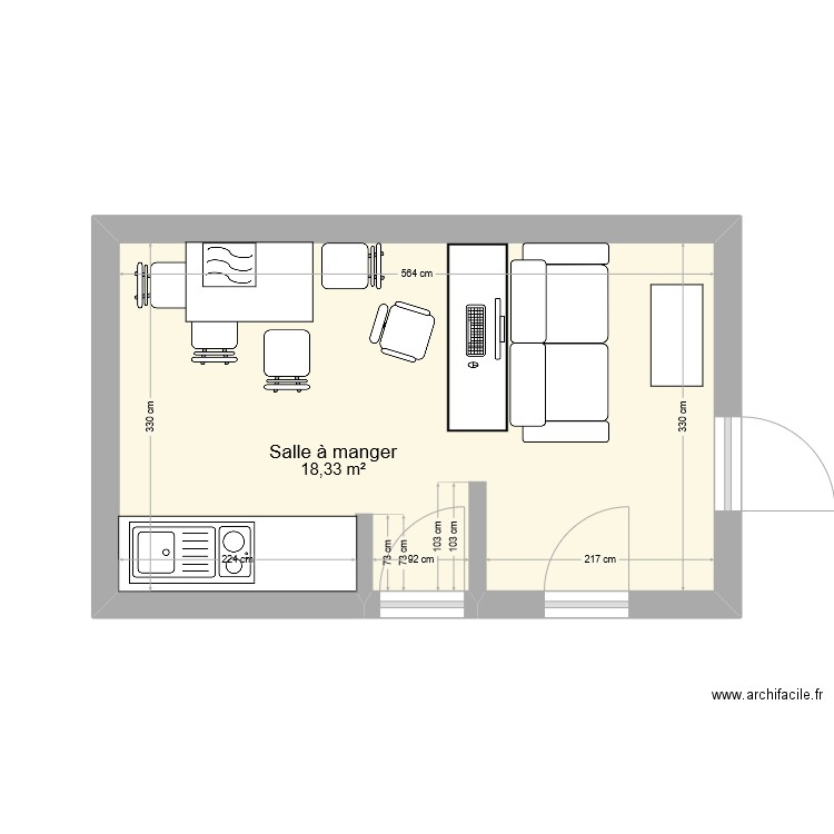 sejour alb. Plan de 1 pièce et 18 m2