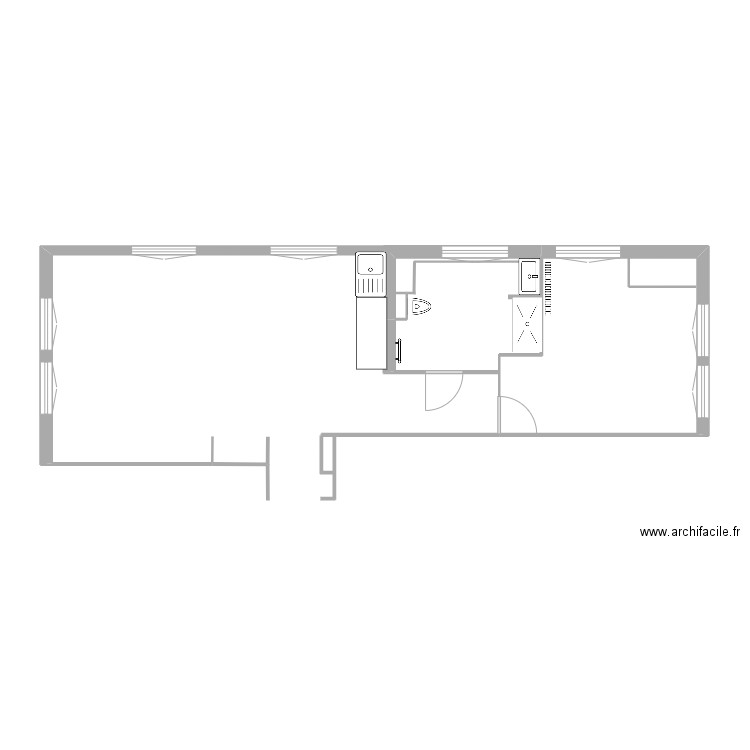 PAPI MAMIE. Plan de 2 pièces et 21 m2