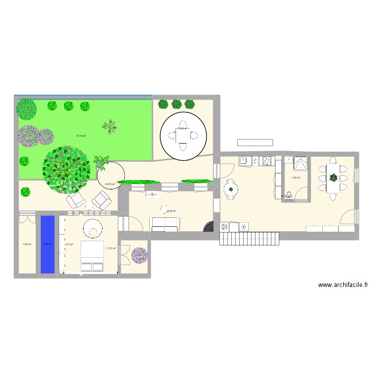 MAISON. Plan de 4 pièces et 64 m2