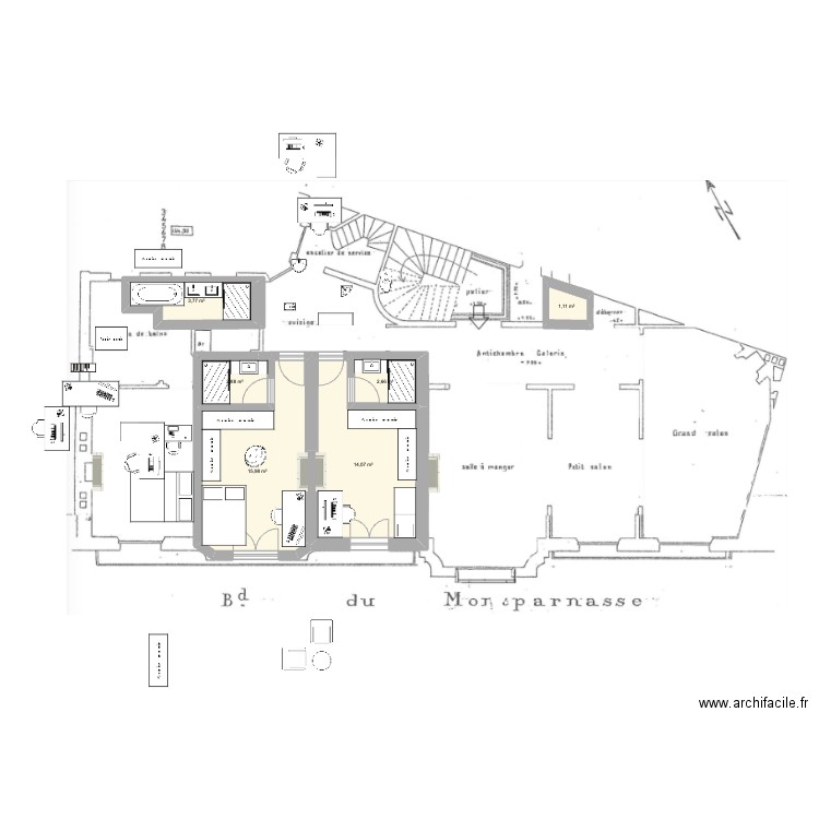 appart6. Plan de 6 pièces et 40 m2