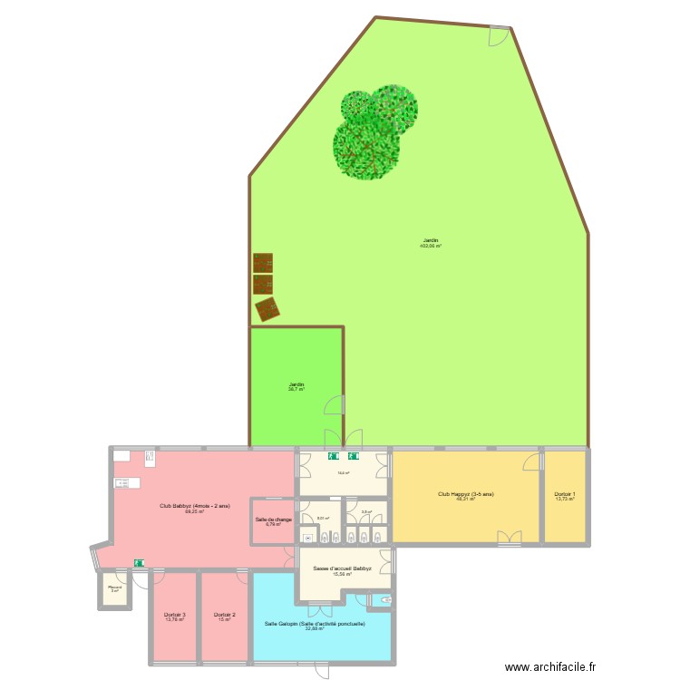 DOSSIER PMI. Plan de 19 pièces et 686 m2