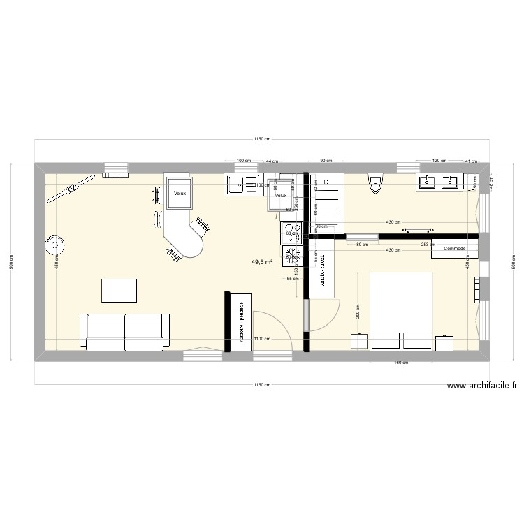 Dependance_3. Plan de 1 pièce et 50 m2