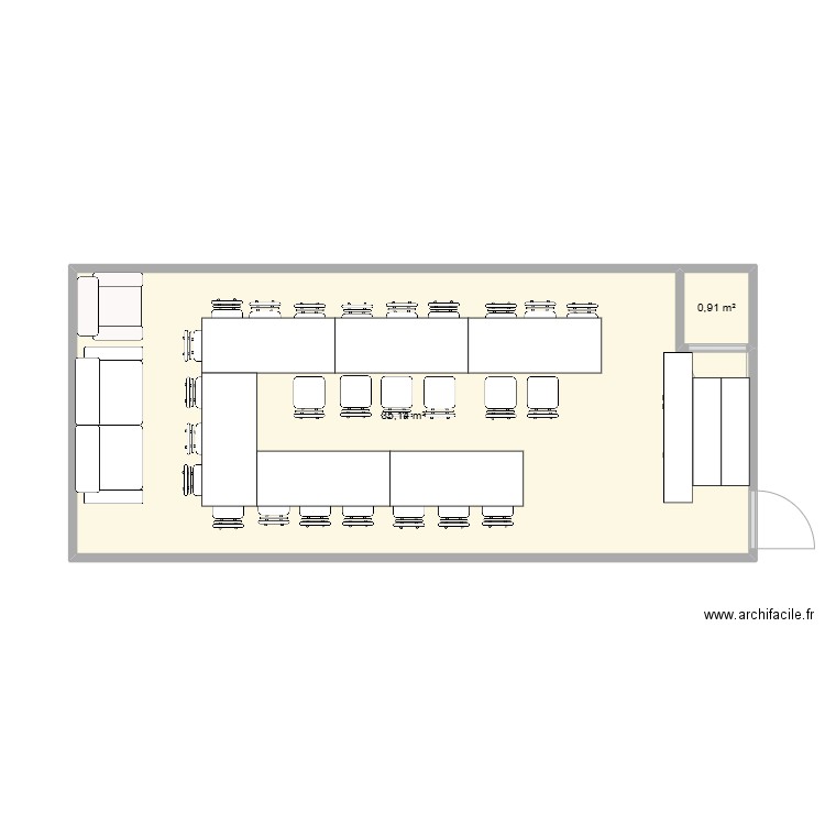 plan de table. Plan de 2 pièces et 36 m2