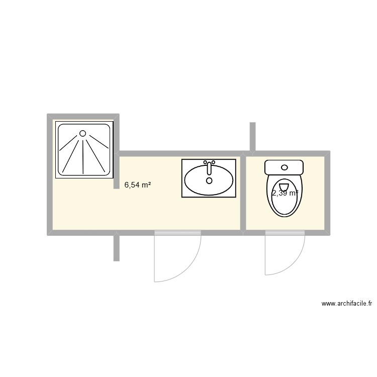 Salla d'eau (projet). Plan de 2 pièces et 9 m2