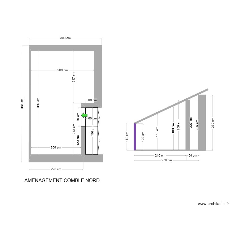 AMENAGEMENT 3 COMBLE NORD (BUREAU, CHAMBRE 4, COIN JEUX...). Plan de 0 pièce et 0 m2