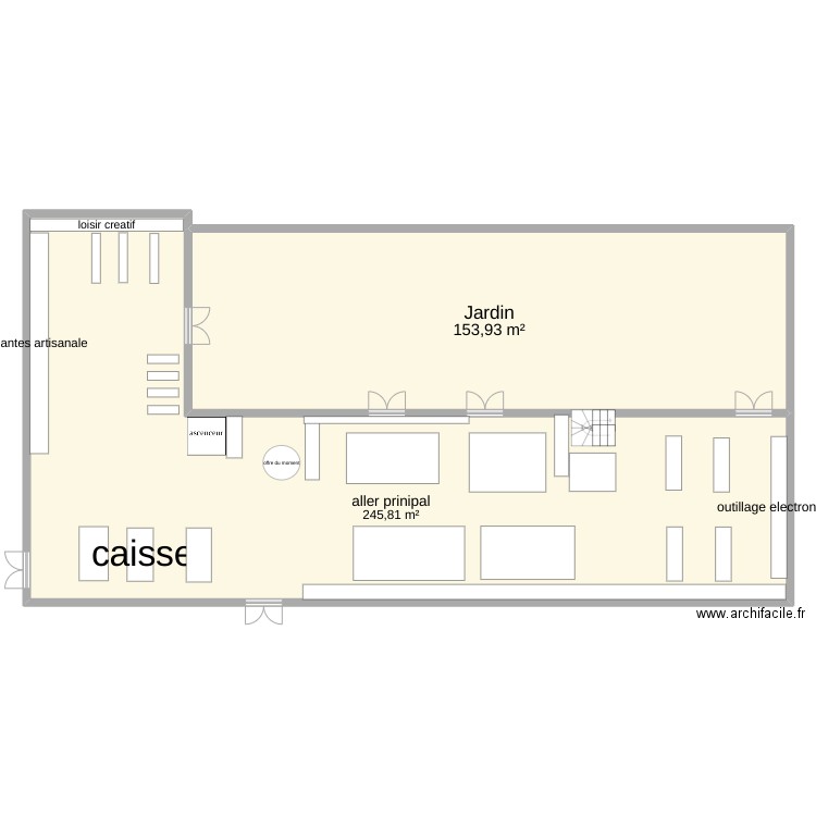 rdc TRUFFAUT. Plan de 2 pièces et 400 m2