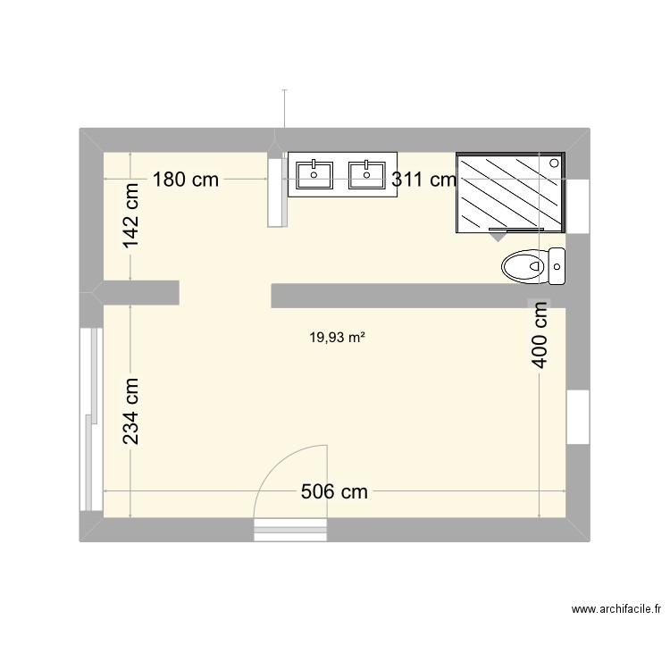 Chambre 2. Plan de 1 pièce et 20 m2