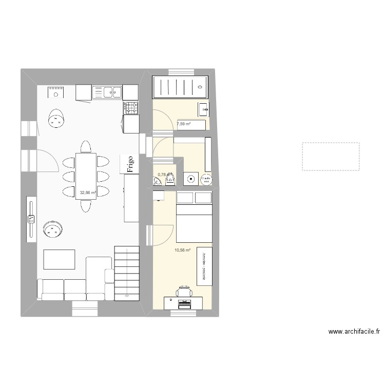 Test LT. Plan de 4 pièces et 52 m2