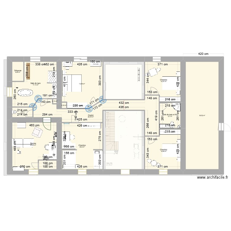 ferme aout 2024. Plan de 27 pièces et 486 m2