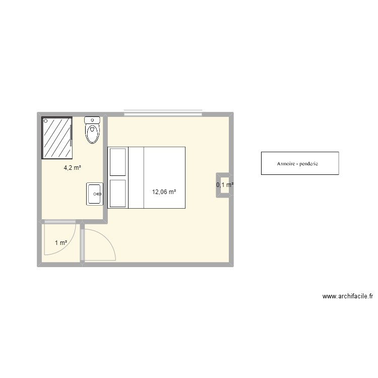 Grenier avec modifications 1. Plan de 4 pièces et 17 m2