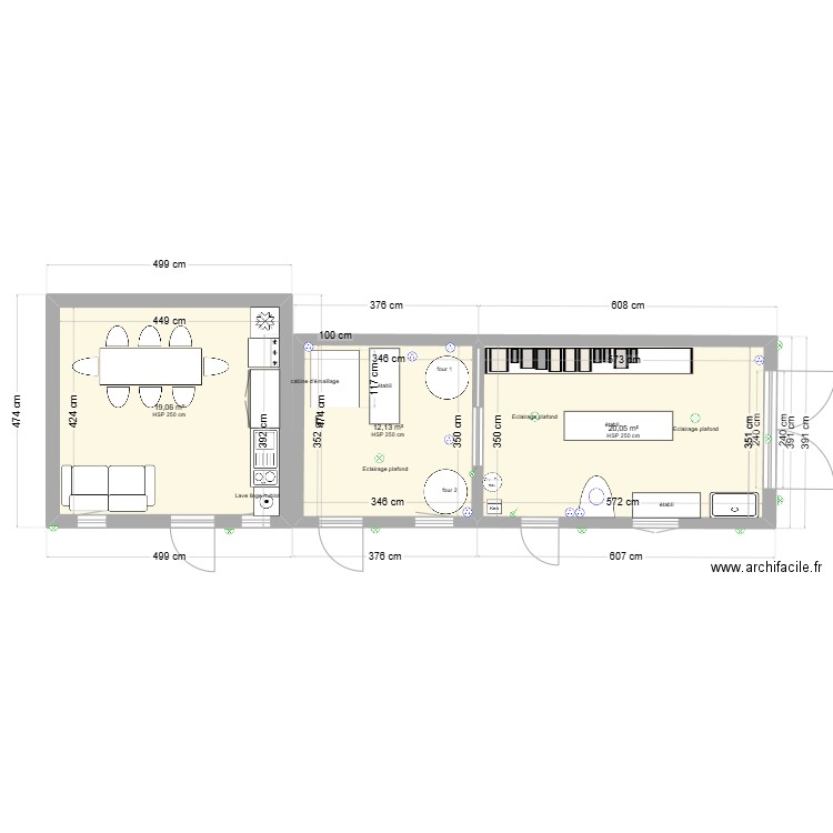 ATELIER SOPHIE projet 5. Plan de 3 pièces et 51 m2