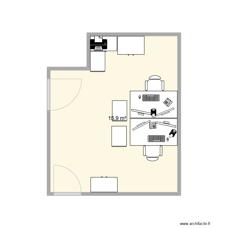 Bureau secrétariat proctologie actuelle . Plan de 1 pièce et 16 m2