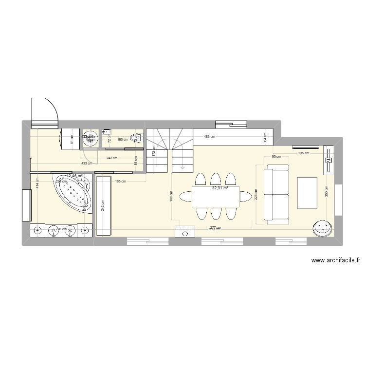 vars rdc VERSION 2. Plan de 2 pièces et 45 m2