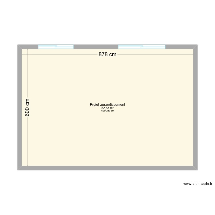 Projet agrandissement. Plan de 1 pièce et 53 m2