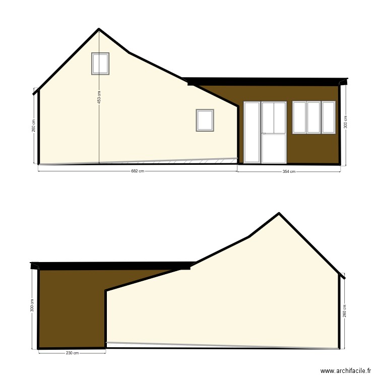 coupe coté wailly. Plan de 6 pièces et 63 m2