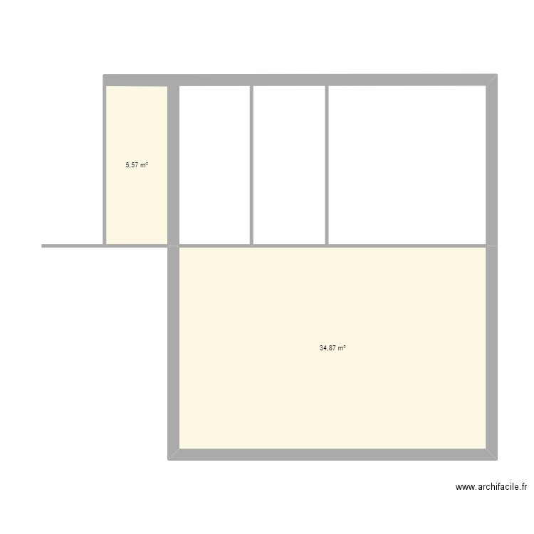 Niveau 1. Plan de 2 pièces et 40 m2