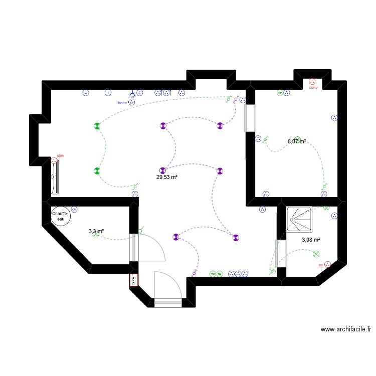 sci move t2 1er etage la valette. Plan de 4 pièces et 44 m2