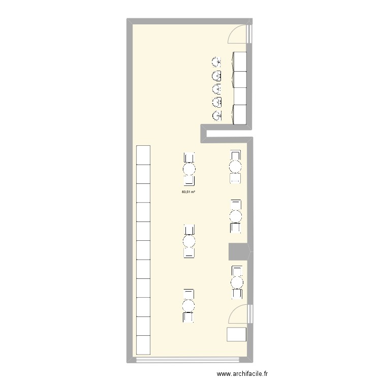 SALON TERRADE. Plan de 1 pièce et 84 m2