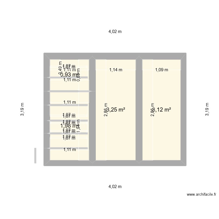 biblitoheque. Plan de 4 pièces et 9 m2