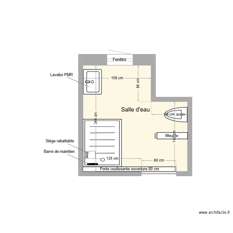 LOUIS Salle de bain adaptation. Plan de 1 pièce et 5 m2