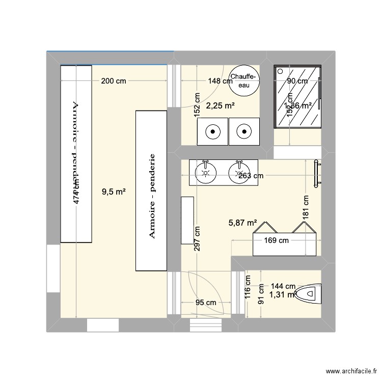 ozourt 1. Plan de 5 pièces et 20 m2