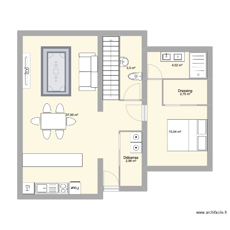 KAMOWSKI. Plan de 6 pièces et 61 m2